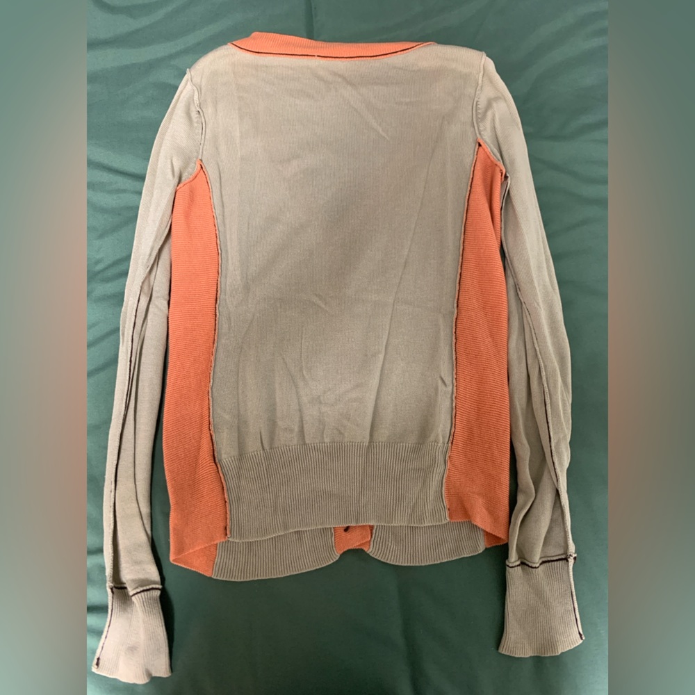 🍀5 for $25🍀 Wilfred Orange and Beige V-Neck Cardigan - Picture 7 of 8